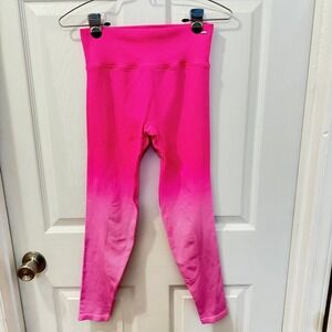 Victoria's Secret‎ PINK Active Neon Pink Dip Dye Ombre Ribbed Leggings Size S